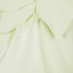 John Galliano Lemon Yellow Satin Asymmetric Shoulder Detail Maxi Dress M