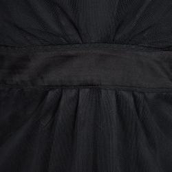 John Galliano Black Tulle V-Neck Abito Dress S