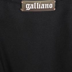 John Galliano Black Tulle V-Neck Abito Dress S