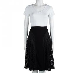 Pre Owned Joseph Black Pleated Lace Detail Courtney Skirt L