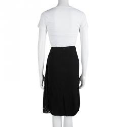 Pre Owned Joseph Black Pleated Lace Detail Courtney Skirt L