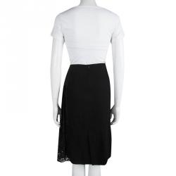 Pre Owned Joseph Black Pleated Lace Detail Courtney Skirt M