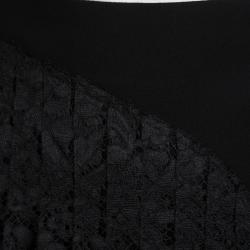 Pre Owned Joseph Black Pleated Lace Detail Courtney Skirt M