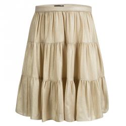 Joseph Gold Silk Tiered Petra Skirt S