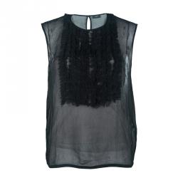 Joseph Black Angel Crinkled Georgette Sleeveless Top L