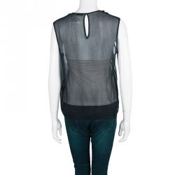 Joseph Black Angel Crinkled Georgette Sleeveless Top L