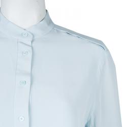 Joseph Powder Blue Mandarin Collar Long Sleeve Silk Blouse M