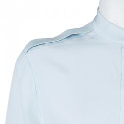 Joseph Powder Blue Mandarin Collar Long Sleeve Silk Blouse M