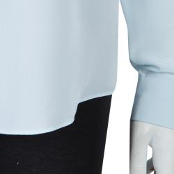 Joseph Powder Blue Mandarin Collar Long Sleeve Silk Blouse M