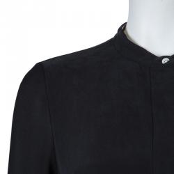 مملوكة مسبقًا Joseph Black Matte Silk Sheer Sleeve Tunic Dress S