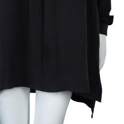 مملوكة مسبقًا Joseph Black Matte Silk Sheer Sleeve Tunic Dress S