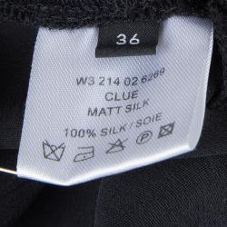 مملوكة مسبقًا Joseph Black Matte Silk Sheer Sleeve Tunic Dress S