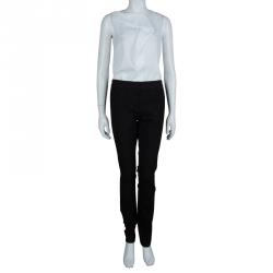 Pre Owned بنطلون جوزيف قطن أسود بشرائط ساتان جانبية M