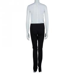 Pre Owned بنطلون جوزيف قطن أسود بشرائط ساتان جانبية M