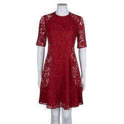 Pre Owned Joseph Red Lace A-Line Dress  S