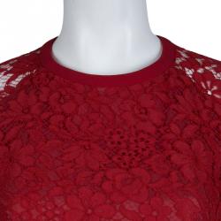 Pre Owned Joseph Red Lace A-Line Dress  S