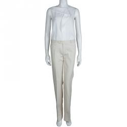 Pre Owned Joseph Cream Tailored Cotton Trousers M