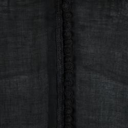 Pre Owned Joseph Black Linen Mandarin Collar Long Sleeve Blouse M