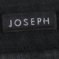 Pre Owned Joseph Black Linen Mandarin Collar Long Sleeve Blouse M