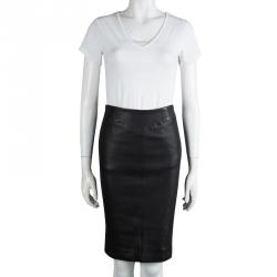 Pre Owned Joseph Black Claire Leather Pencil Skirt S