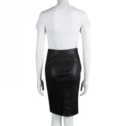 Pre Owned Joseph Black Claire Leather Pencil Skirt S