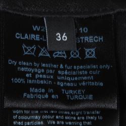 Pre Owned Joseph Black Claire Leather Pencil Skirt S