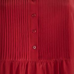 Pre Owned Joseph Red Silk Pintucked Sleeveless Blouse M