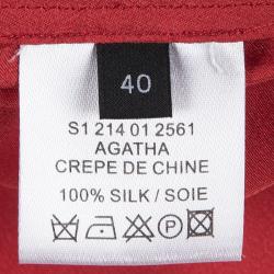 Pre Owned Joseph Red Silk Pintucked Sleeveless Blouse M