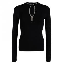 Joseph Black Embellished Long Sleeve Top S