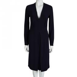 مملوكة مسبقًا فستان جوزيف كريب أزرق كحلي للركبة بأكمام طويلة S