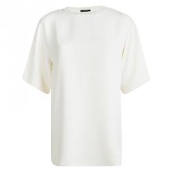 Joseph Cream Matt Silk Crewneck Short Sleeve Oversized Top S
