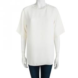 Joseph Cream Matt Silk Crewneck Short Sleeve Oversized Top S