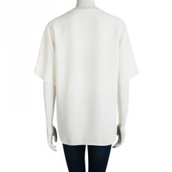 Joseph Cream Matt Silk Crewneck Short Sleeve Oversized Top S