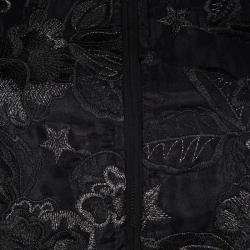 Pre Owned Just Cavalli Black Floral Embroidered Bomber Jacket S
