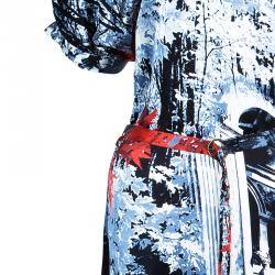 Pre Owned فستان جست كافالي منقوش حرير متعدد الألوان M