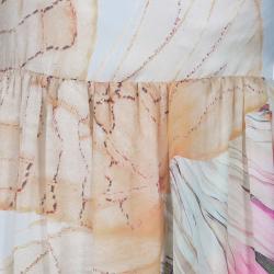 Pre Owned Just Cavalli Ivory Watercolor Print Silk Sleeveless Dress L