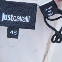 Pre Owned Just Cavalli Ivory Watercolor Print Silk Sleeveless Dress L