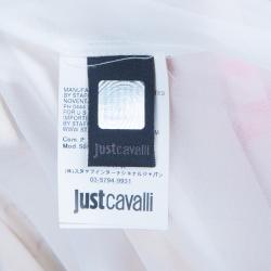 Pre Owned Just Cavalli Ivory Watercolor Print Silk Sleeveless Dress L