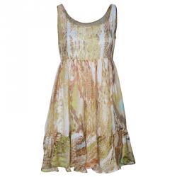 Just Cavalli Cream Snake Print Dress M