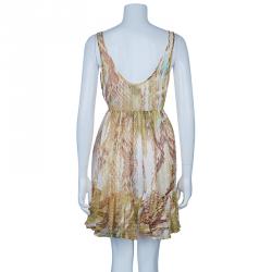 Just Cavalli Cream Snake Print Dress M