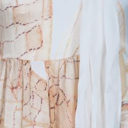 Pre Owned Just Cavalli Ivory Watercolor Print Silk Sleeveless Dress L