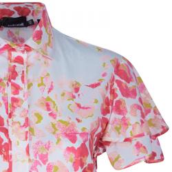 Pre Owned Just Cavalli Red & Yellow Floral Button Down Cotton Shirt M