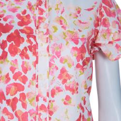 Pre Owned Just Cavalli Red & Yellow Floral Button Down Cotton Shirt M