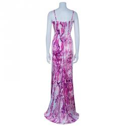 Pre Owned Just Cavalli Purple Snake Print Silk Maxi Dress M