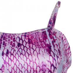 Pre Owned Just Cavalli Purple Snake Print Silk Maxi Dress M