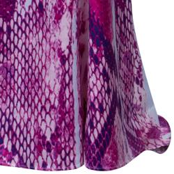 Pre Owned Just Cavalli Purple Snake Print Silk Maxi Dress M