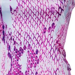 Pre Owned Just Cavalli Purple Snake Print Silk Maxi Dress M