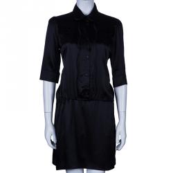 مملوكة مسبقًا Just Cavalli Black Tie Waist Silk Dress M