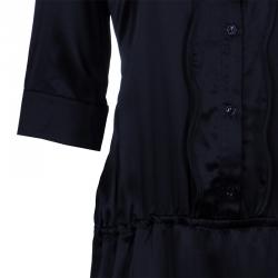 مملوكة مسبقًا Just Cavalli Black Tie Waist Silk Dress M