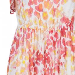 Pre Owned فستان ماكسي جاست كافالي قطن مورد أحمر وأصفر M